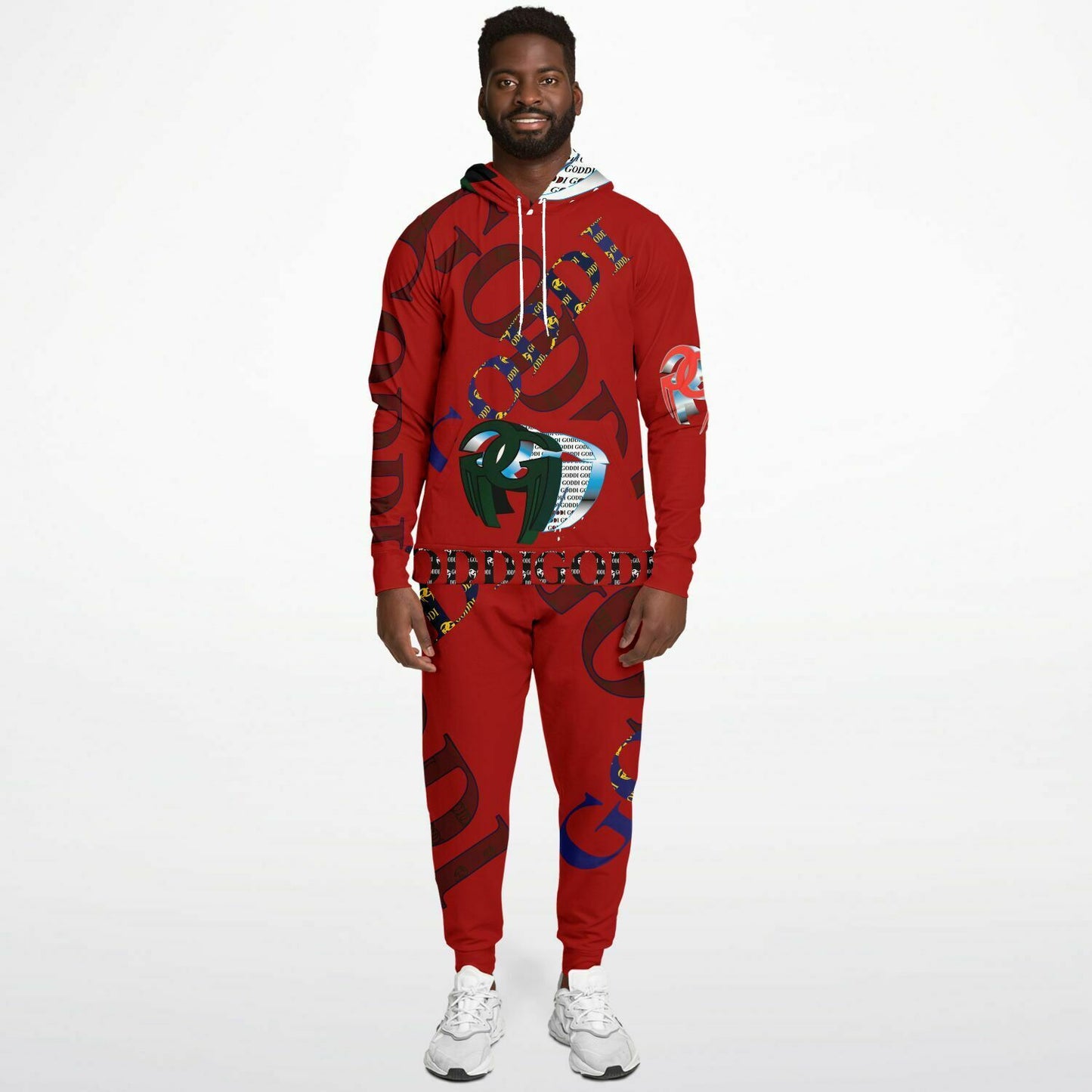 GODDI Red Graffiti Sweatsuit, M, His,Hers $225.00