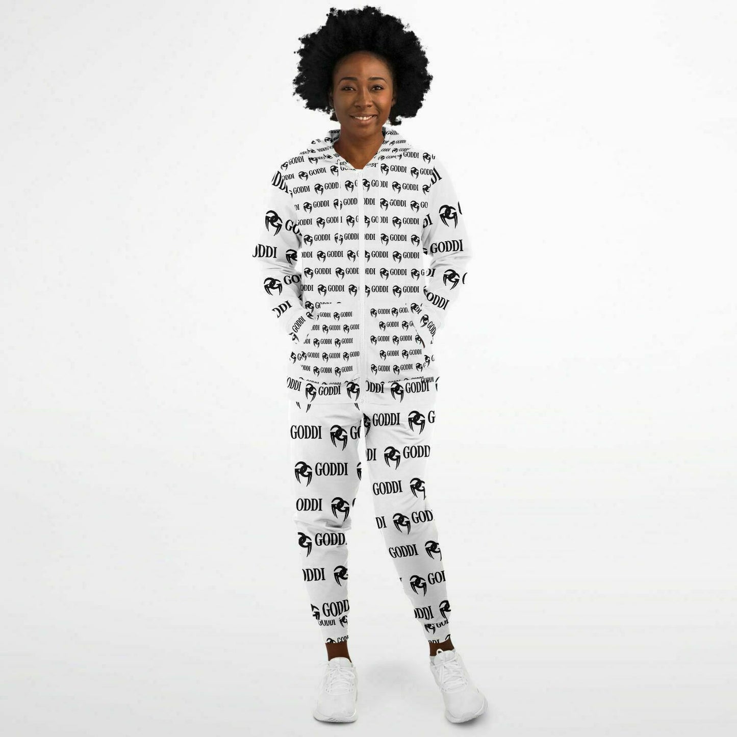 GODDI - White GG Ziphoodie & Jogger- s