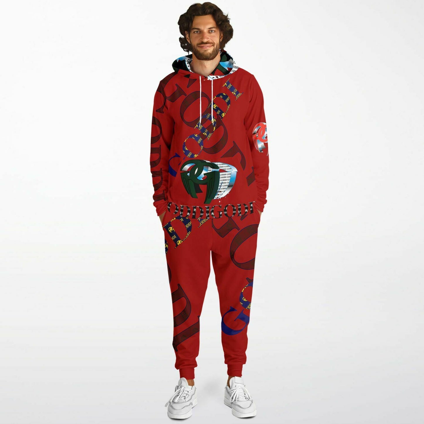 GODDI Red Graffiti Sweatsuit, M, His,Hers $225.00