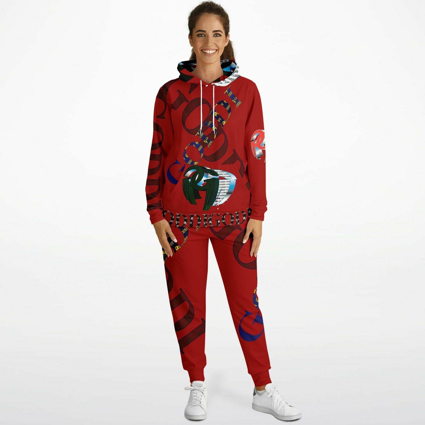 GODDI Red Graffiti Sweatsuit, M, His,Hers $225.00