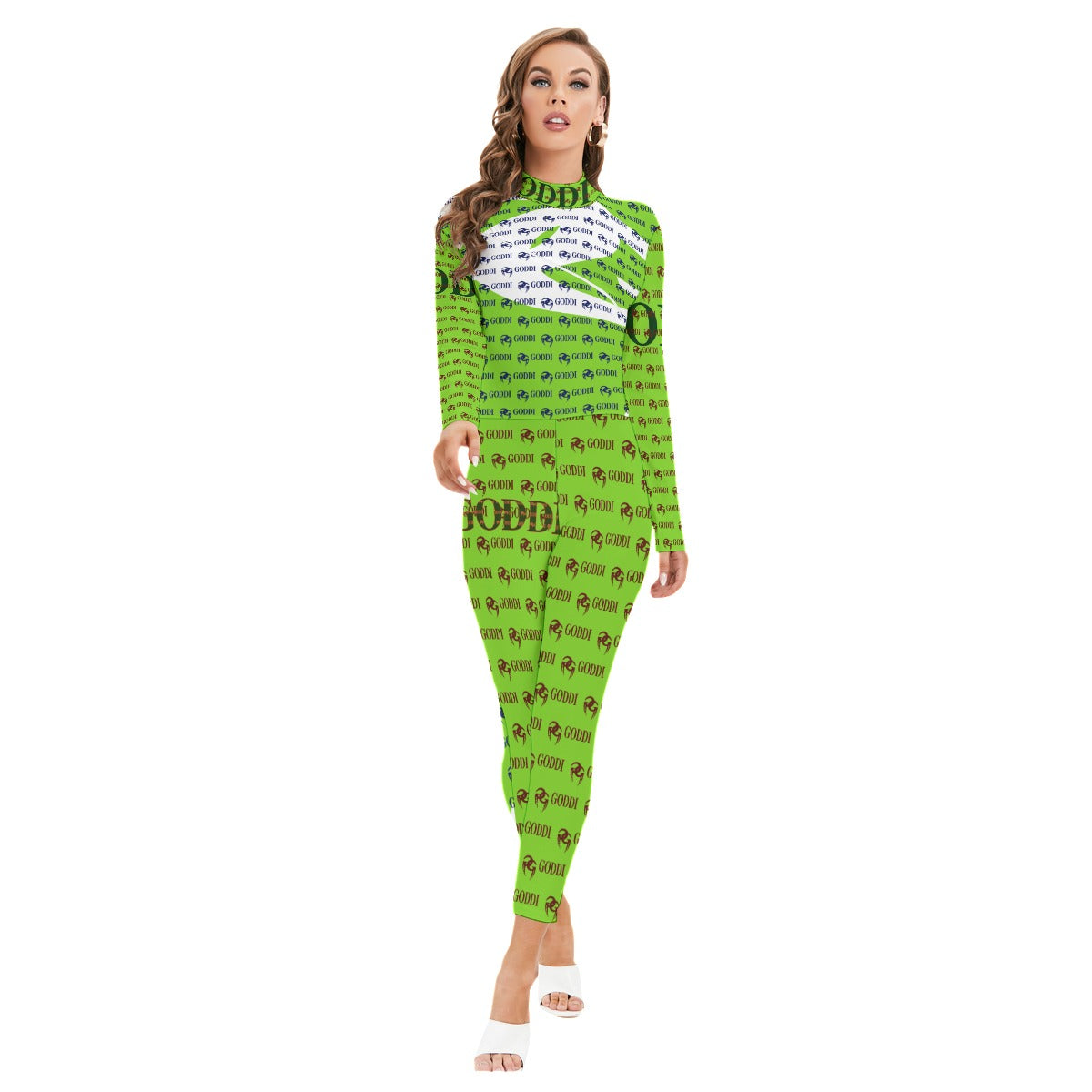 GODDI GG Print Mock Neck Women’s bodysuit,S $120.00