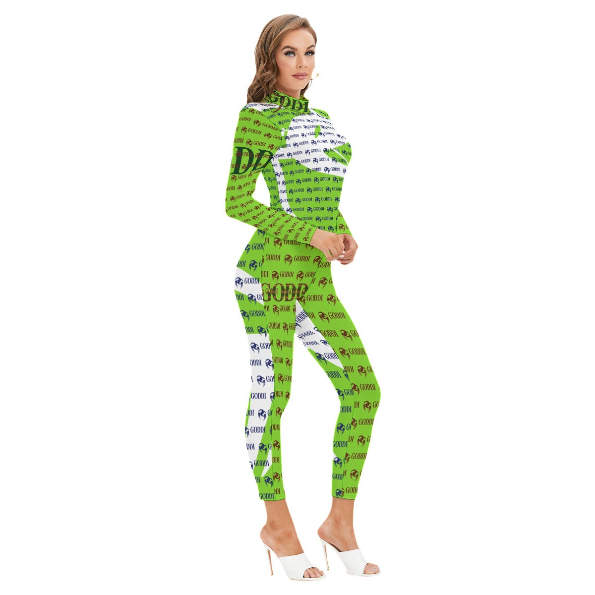 GODDI GG Print Mock Neck Women’s bodysuit,S $120.00