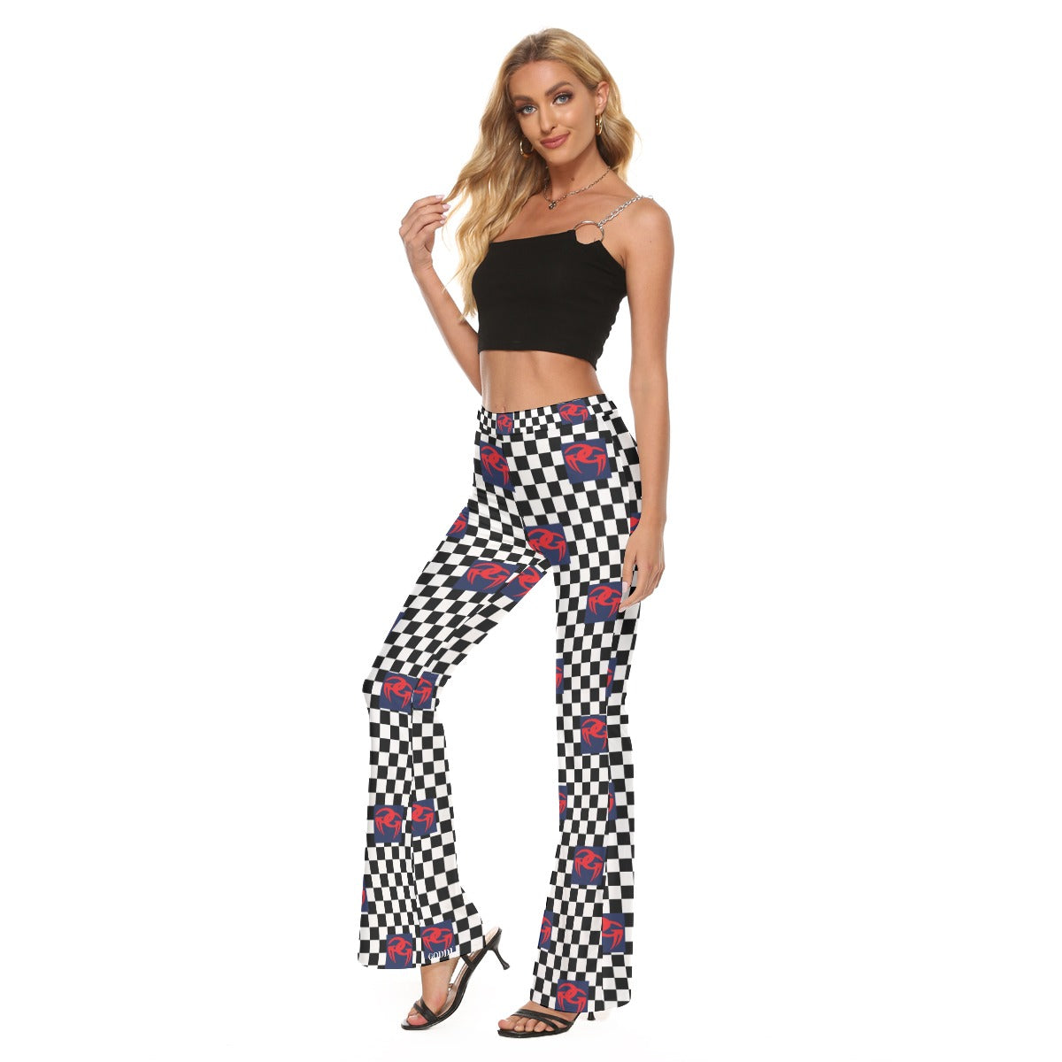 Goddi  Night  out on the town women skinny checked GG Flare Pants, xs $97.10