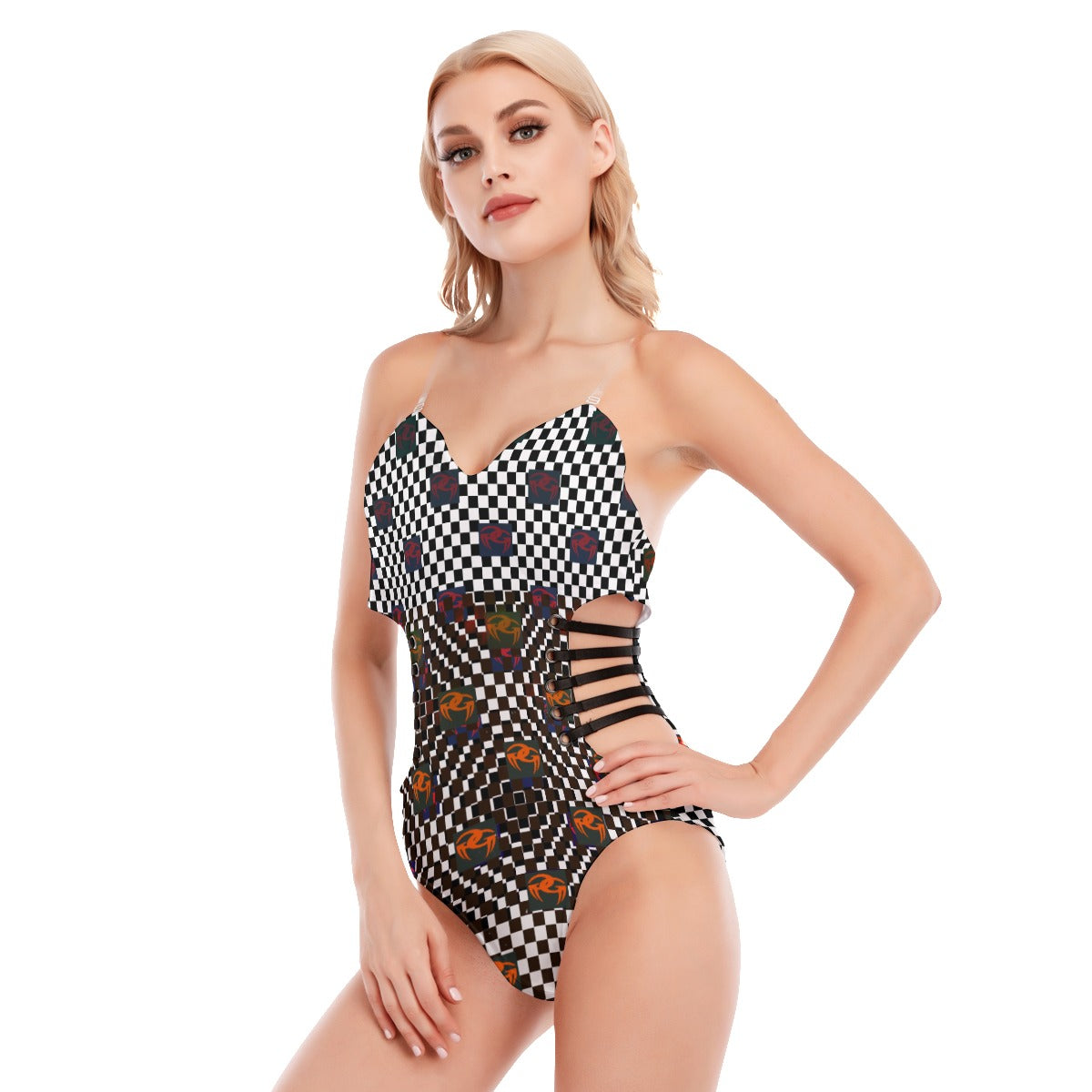 Goddi Print Women Tube Top Bodysuit w/ Black Straps,xs, $85.00