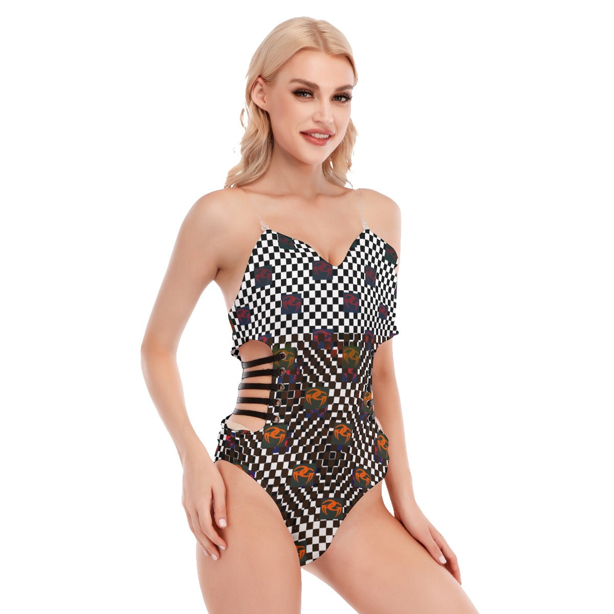 Goddi Print Women Tube Top Bodysuit w/ Black Straps,xs, $85.00