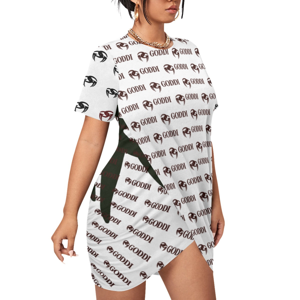 Goddi Women stacked Hem Dress With Short Sleeve, M $120.00