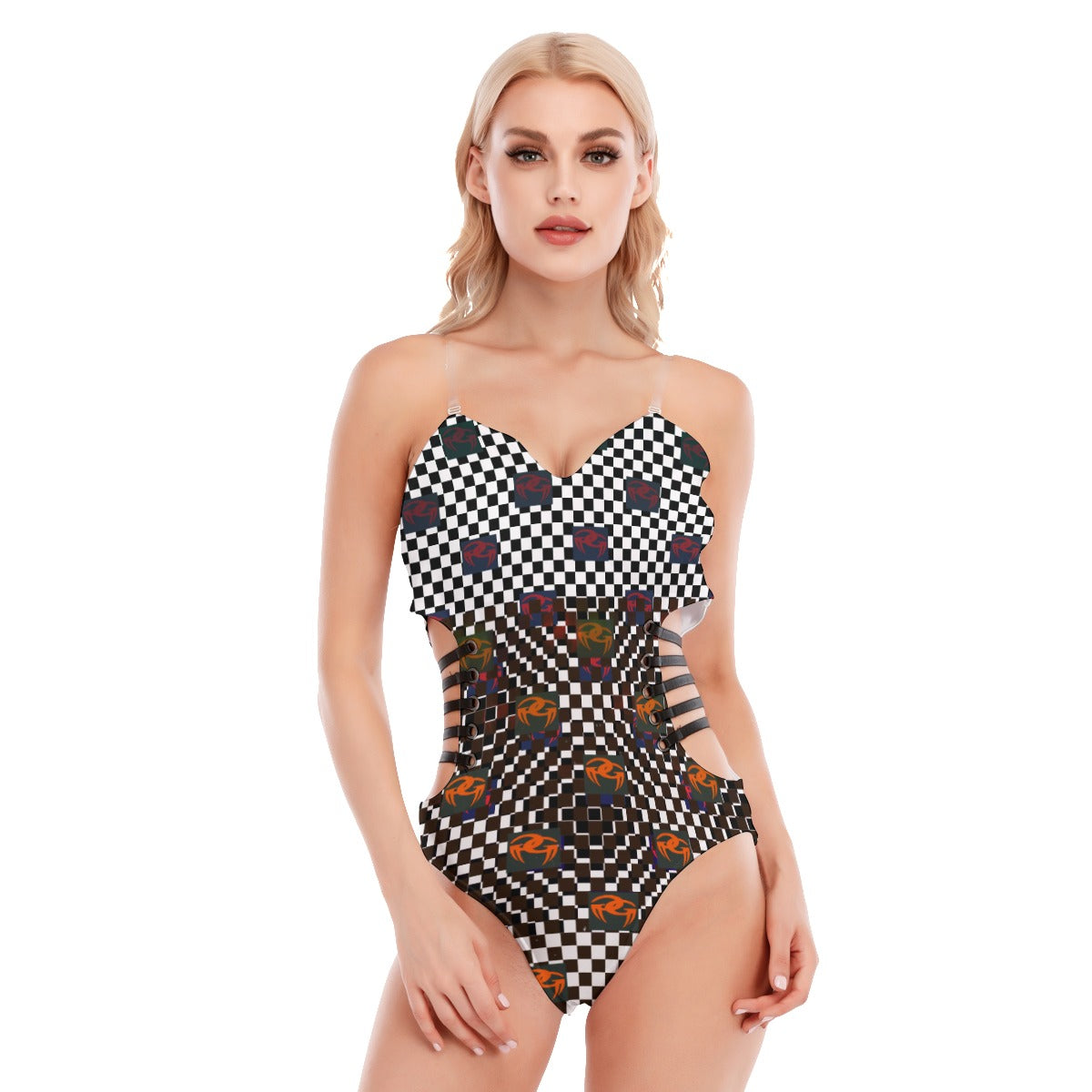 Goddi Print Women Tube Top Bodysuit w/ Black Straps,xs, $85.00