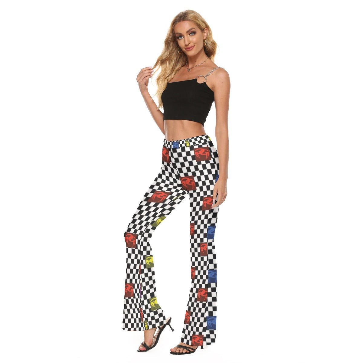 Goddi Picasso Cubism GG All-Over Women Stretch Flare Leggings,S $120.00