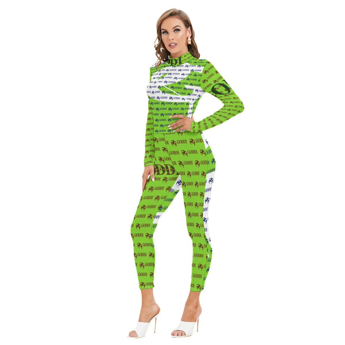 GODDI GG Print Mock Neck Women’s bodysuit,S $120.00