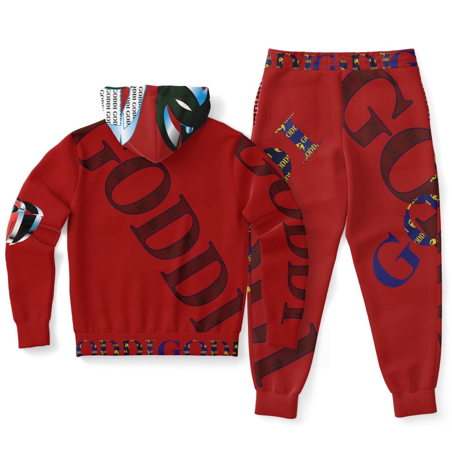 GODDI Red Graffiti Sweatsuit, M, His,Hers $225.00