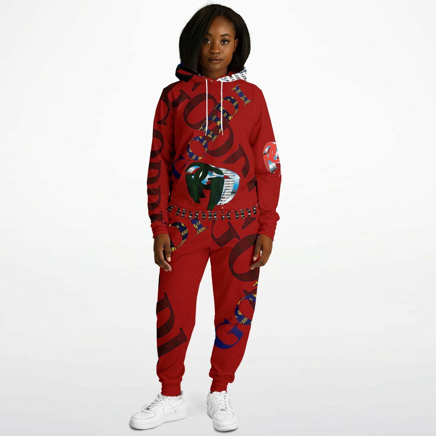 GODDI Red Graffiti Sweatsuit, M, His,Hers $225.00