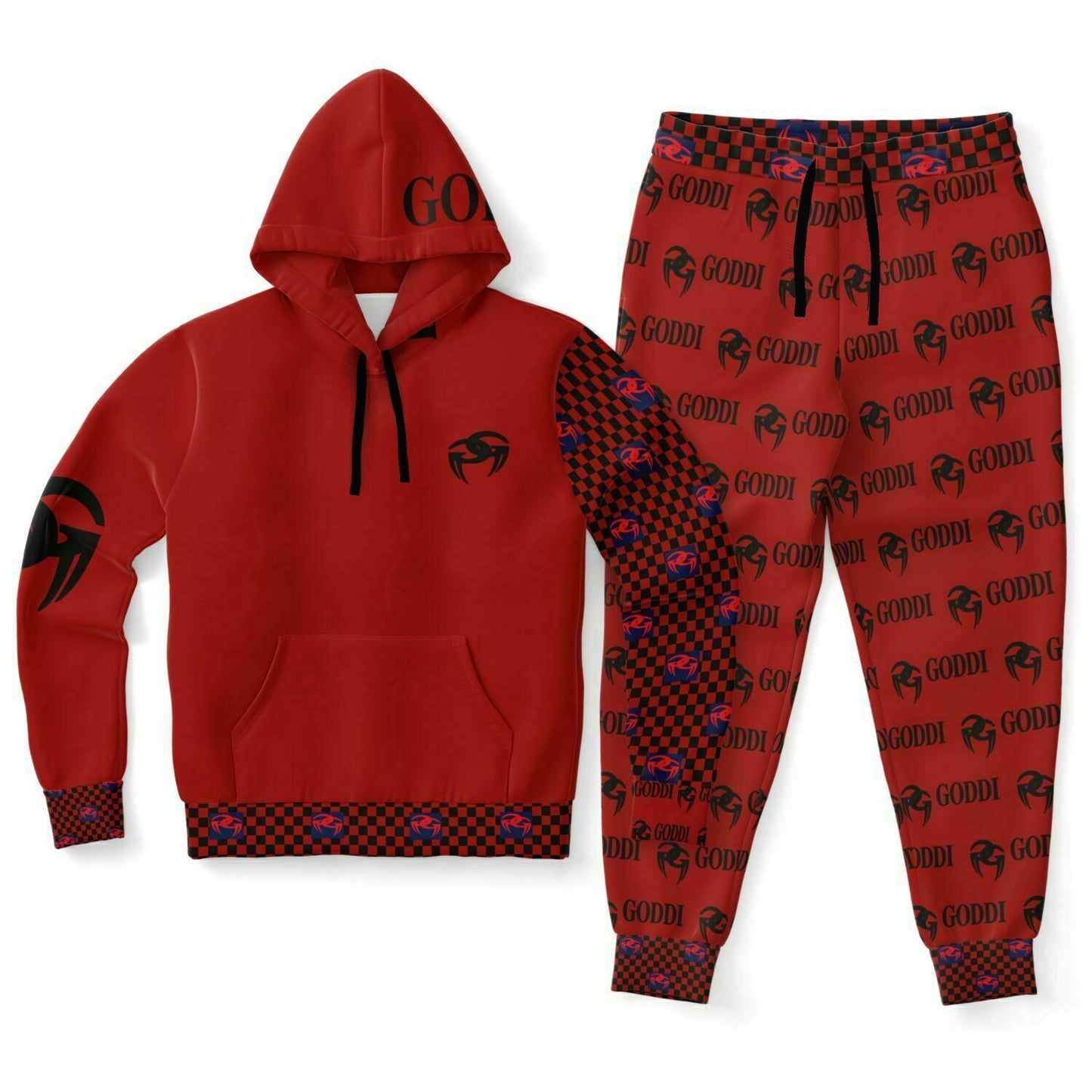 Goddi GG Black Logo Red Hoodie & Jogger Unisex  A105